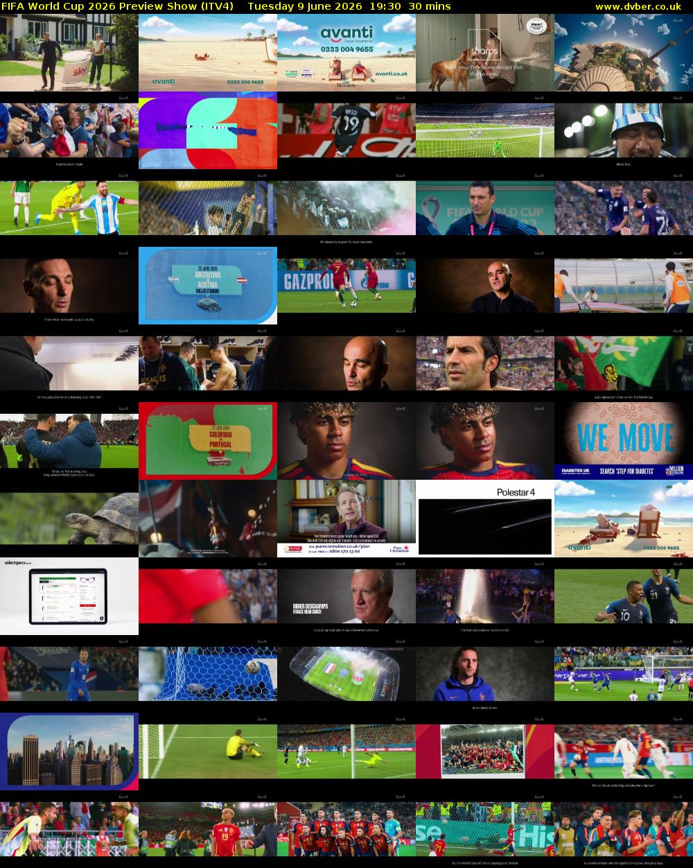 FIFA World Cup 2026 Preview Show (ITV4) Tuesday 9 June 2026 19:30 - 20:00