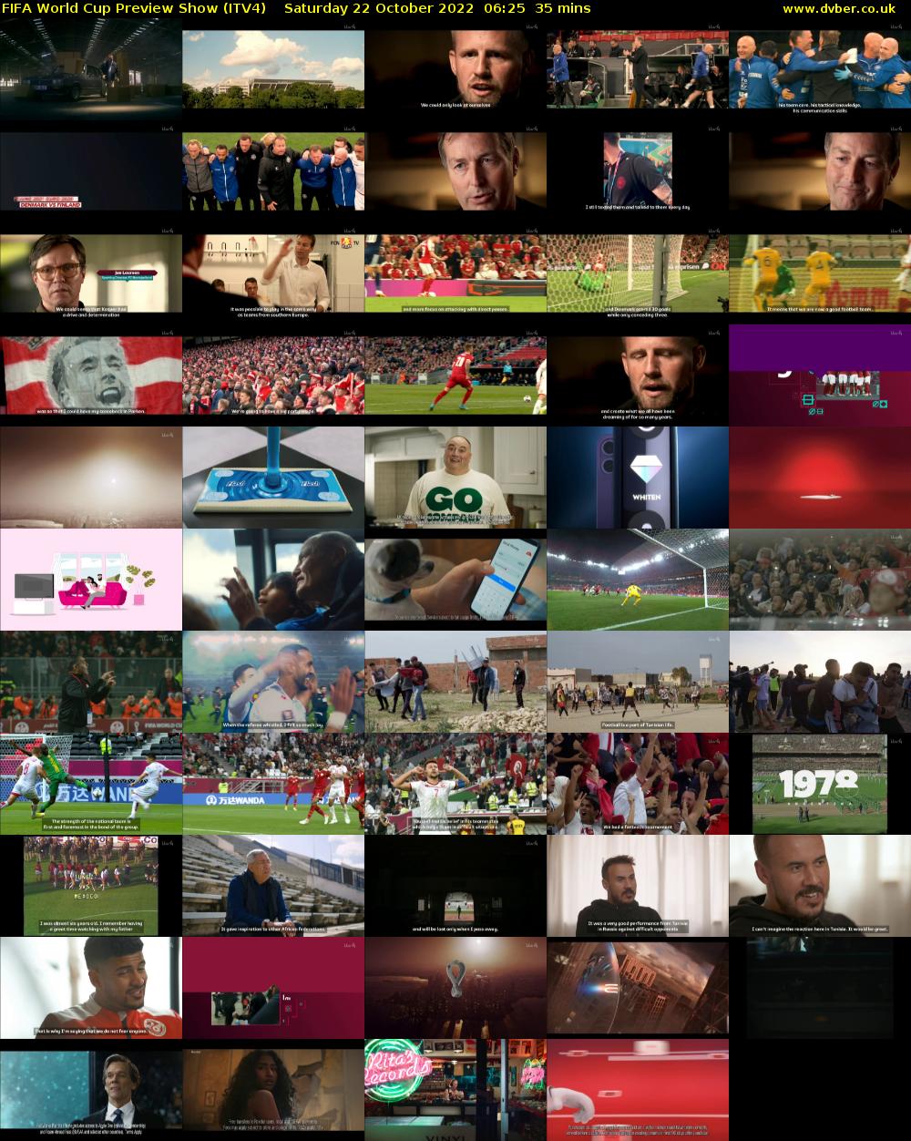 FIFA World Cup Preview Show (ITV4) Saturday 22 October 2022 06:25 - 07:00