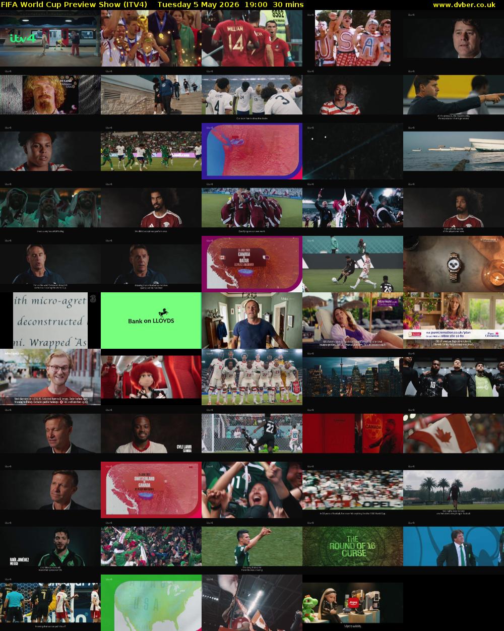 FIFA World Cup Preview Show (ITV4) Tuesday 5 May 2026 19:00 - 19:30