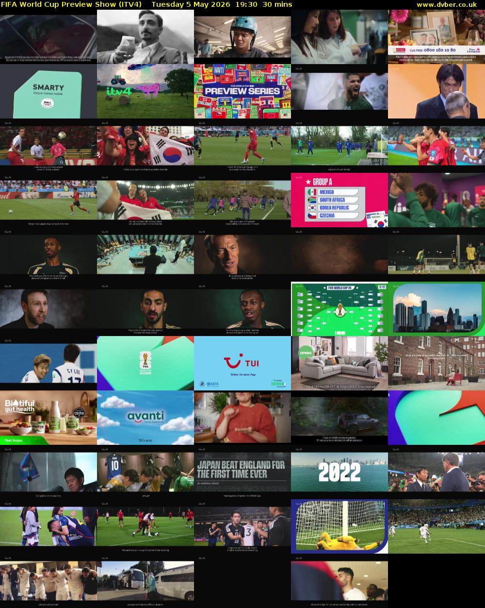 FIFA World Cup Preview Show (ITV4) Tuesday 5 May 2026 19:30 - 20:00