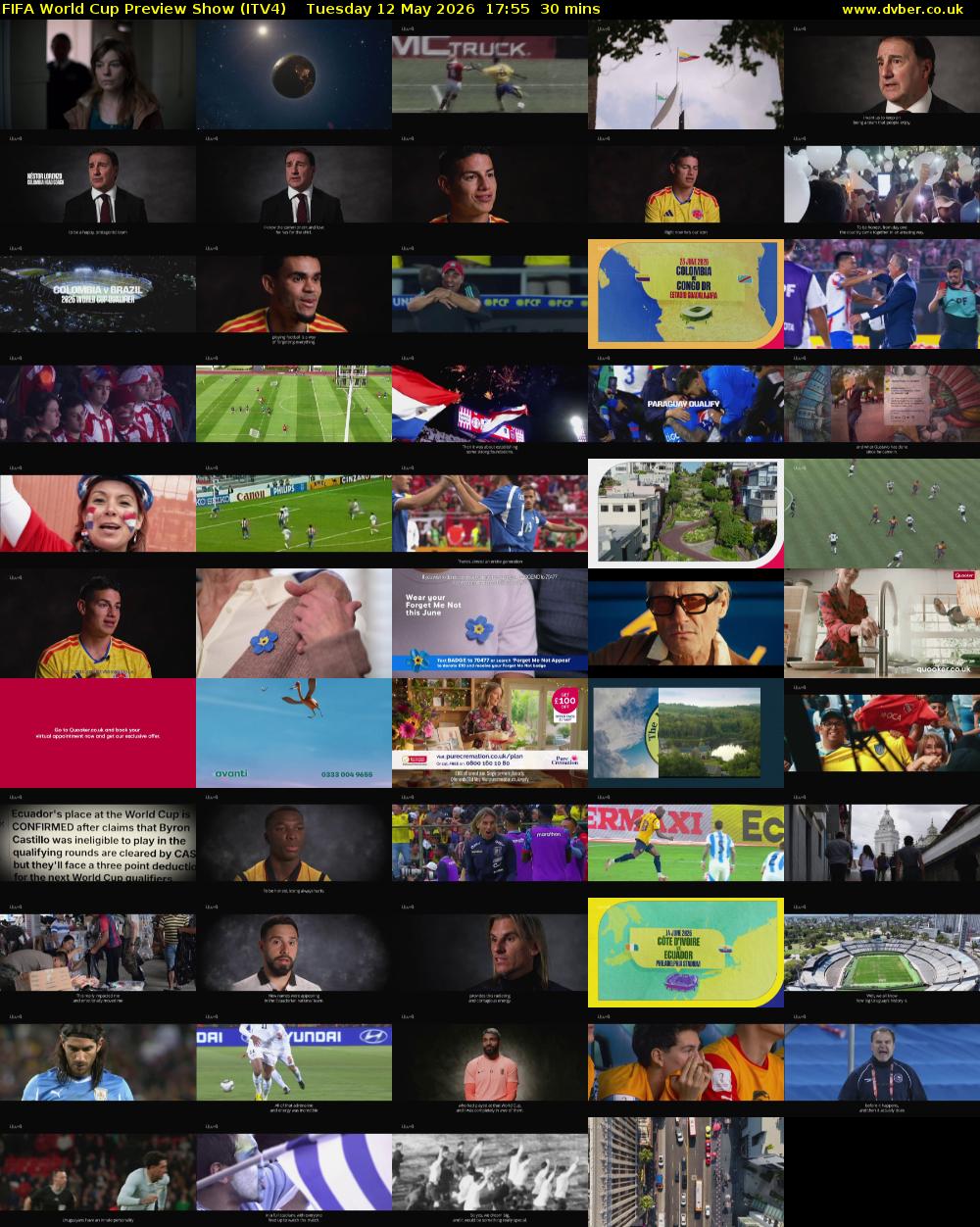 FIFA World Cup Preview Show (ITV4) Tuesday 12 May 2026 17:55 - 18:25