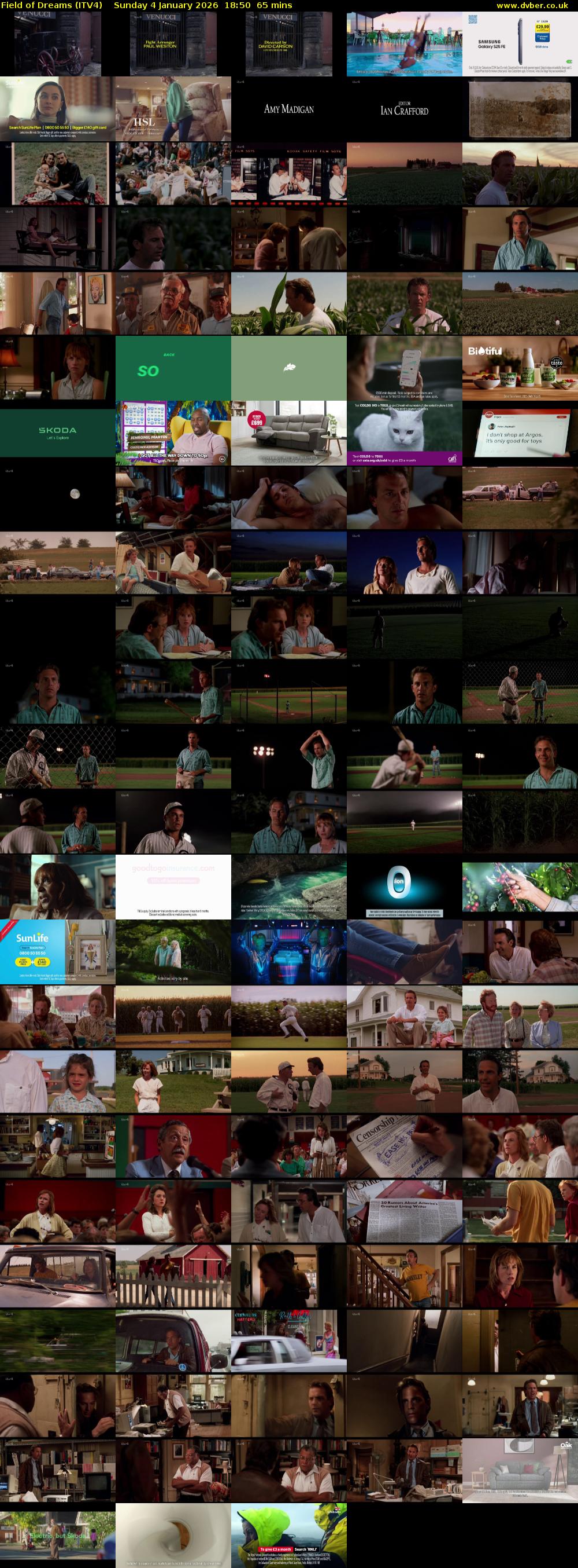 Field of Dreams (ITV4) Sunday 4 January 2026 18:50 - 19:55