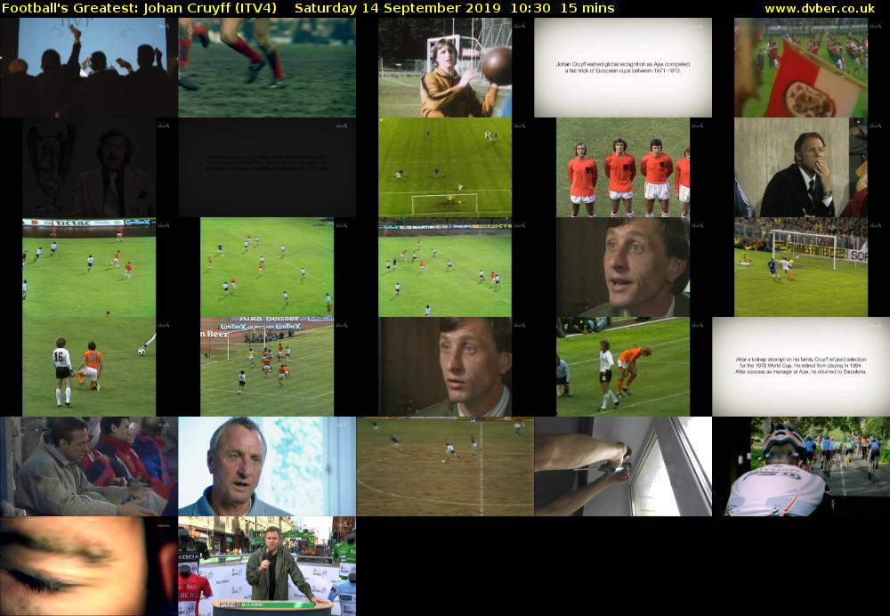 Football's Greatest: Johan Cruyff (ITV4) Saturday 14 September 2019 10:30 - 10:45