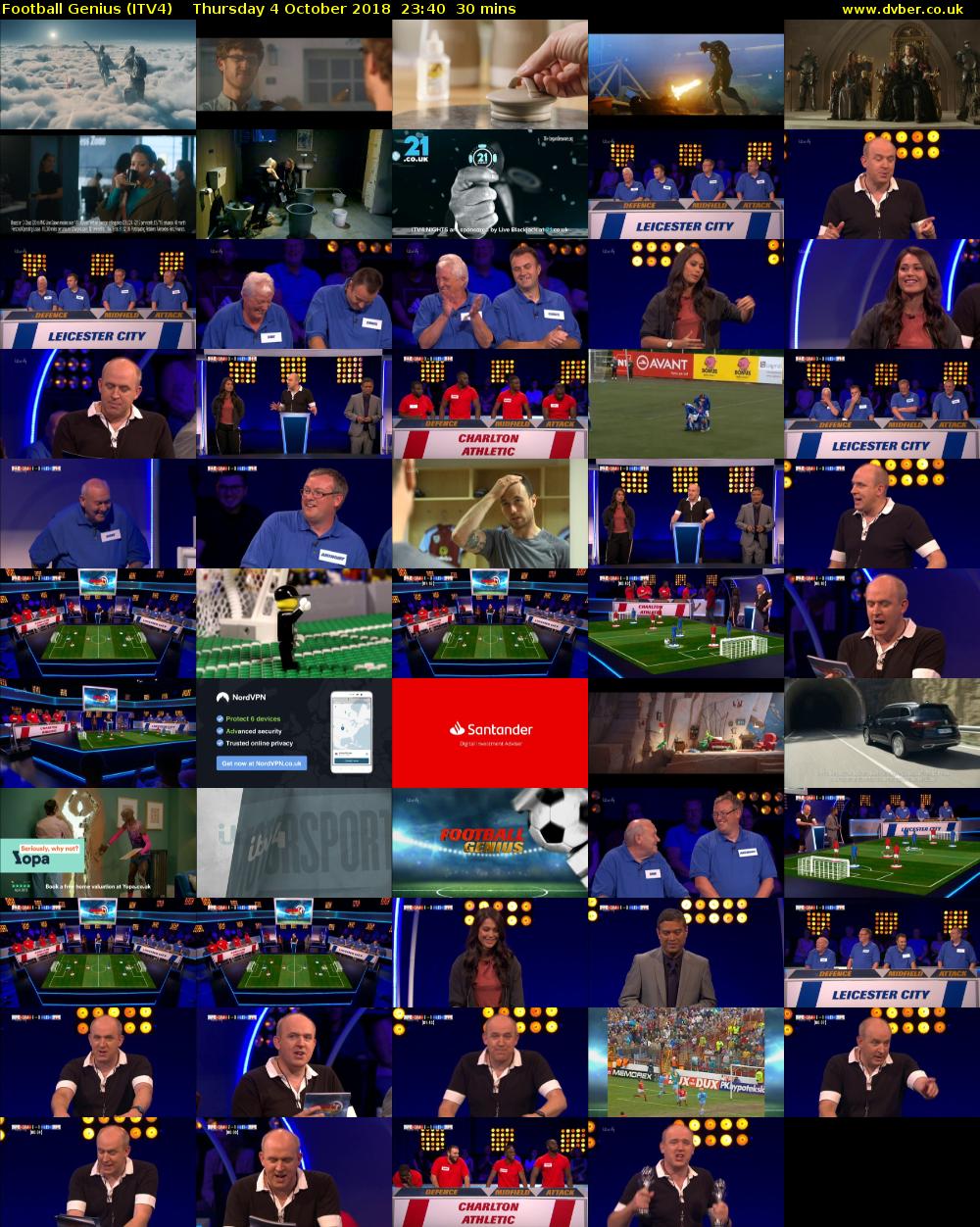 Football Genius (ITV4) Thursday 4 October 2018 23:40 - 00:10