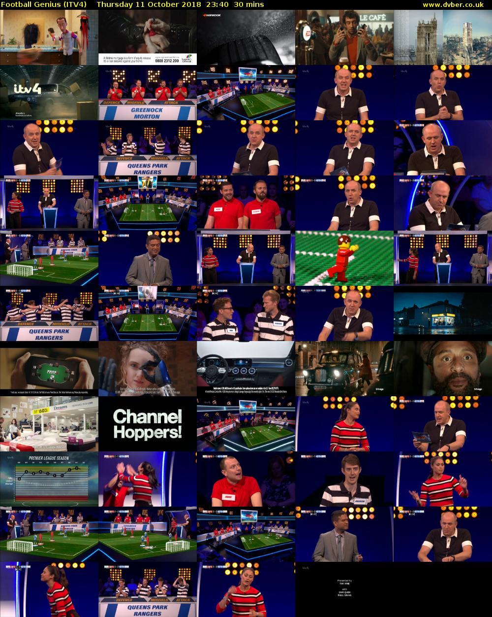 Football Genius (ITV4) Thursday 11 October 2018 23:40 - 00:10