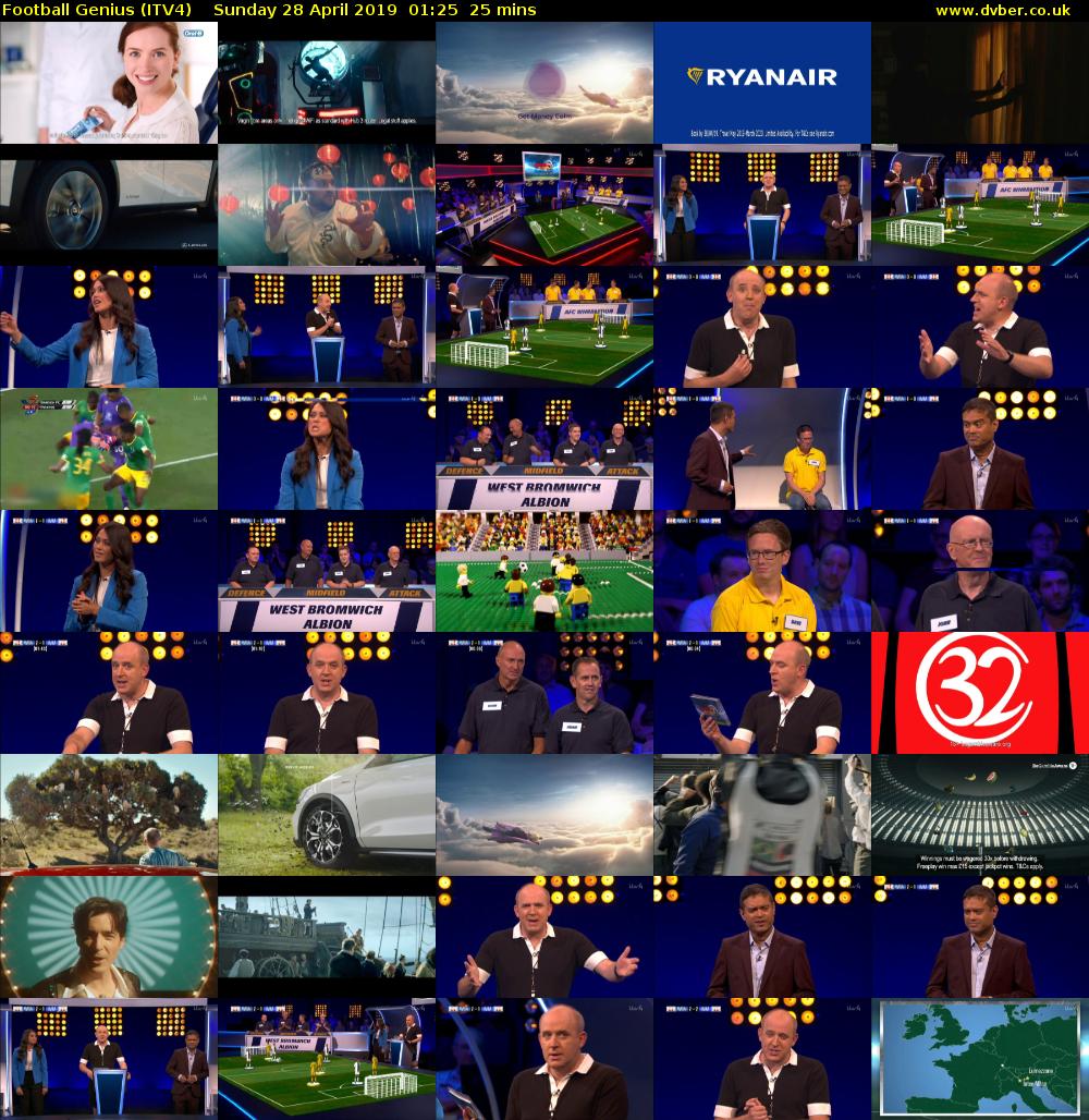 Football Genius (ITV4) Sunday 28 April 2019 01:25 - 01:50