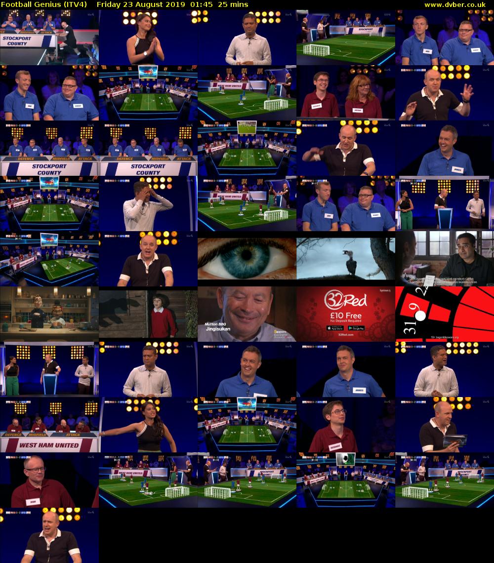 Football Genius (ITV4) Friday 23 August 2019 01:45 - 02:10