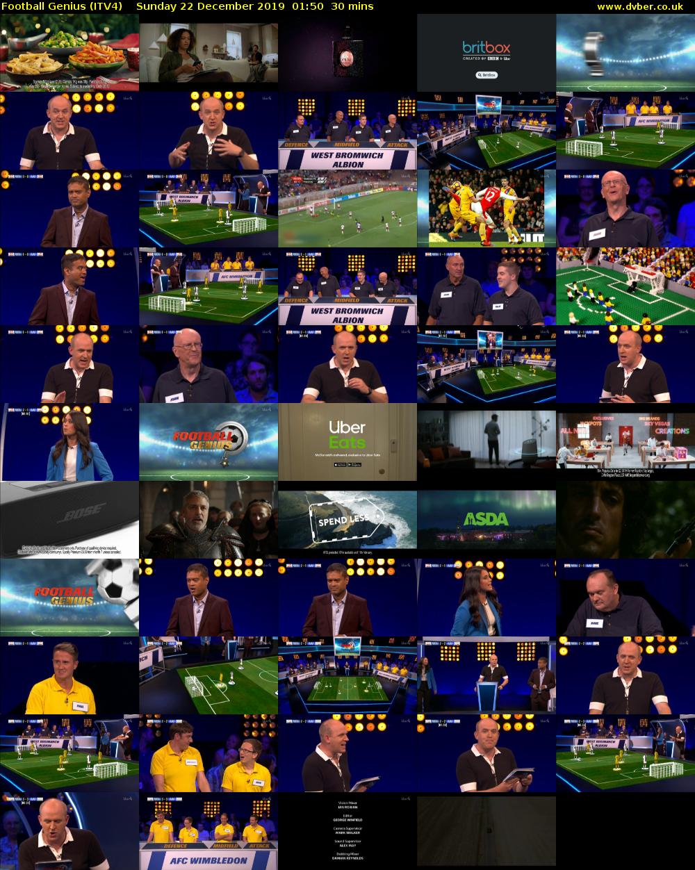 Football Genius (ITV4) Sunday 22 December 2019 01:50 - 02:20