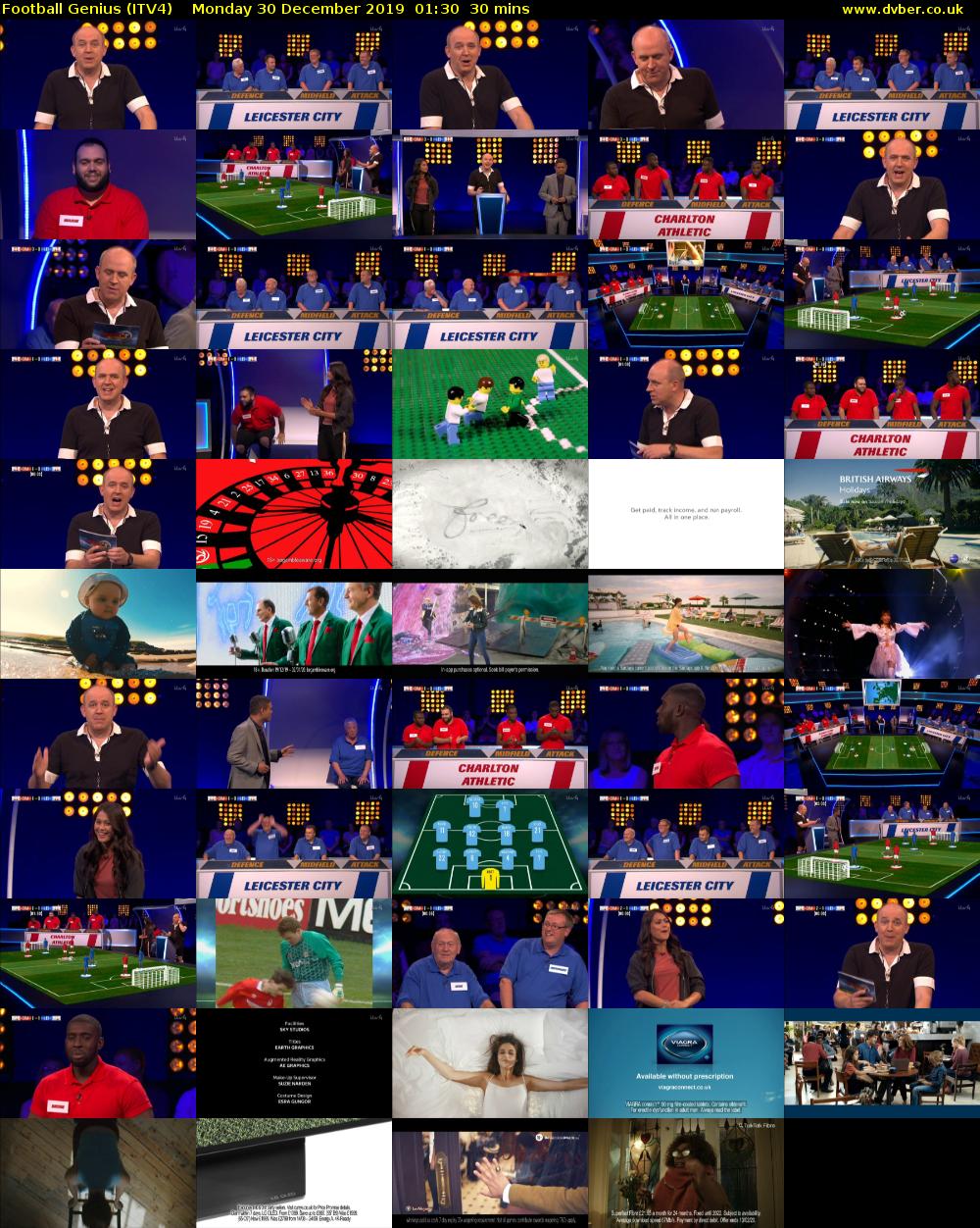 Football Genius (ITV4) Monday 30 December 2019 01:30 - 02:00