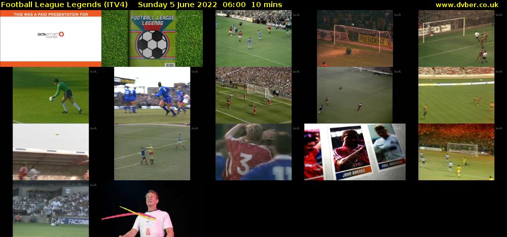 Football League Legends (ITV4) Sunday 5 June 2022 06:00 - 06:10