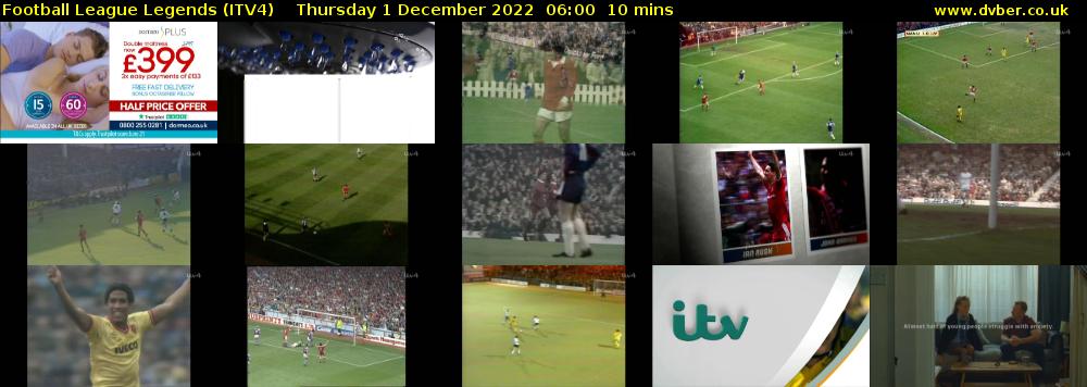 Football League Legends (ITV4) Thursday 1 December 2022 06:00 - 06:10