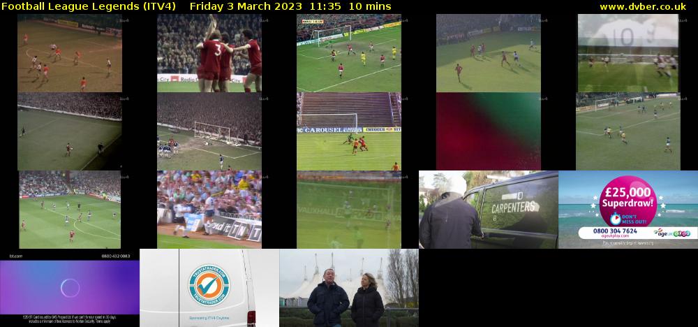 Football League Legends (ITV4) Friday 3 March 2023 11:35 - 11:45