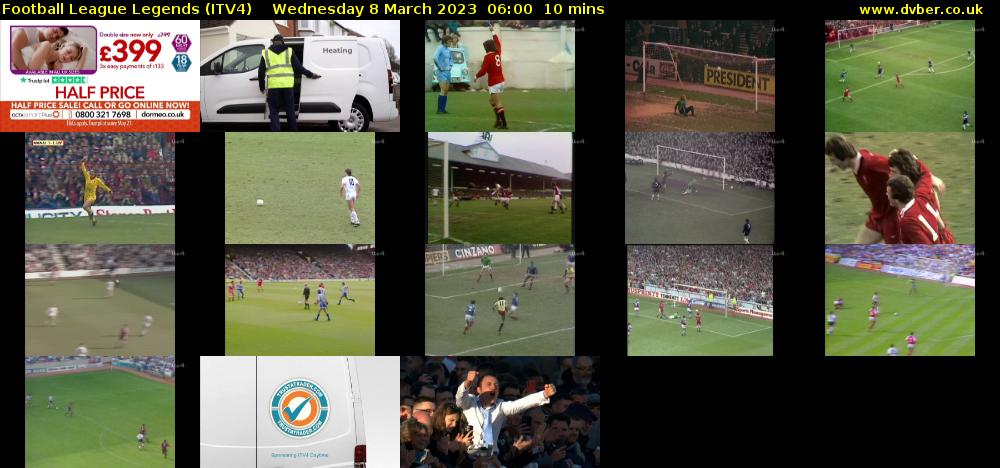 Football League Legends (ITV4) Wednesday 8 March 2023 06:00 - 06:10