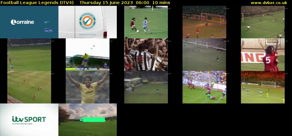 Football League Legends (ITV4) Thursday 15 June 2023 06:00 - 06:10
