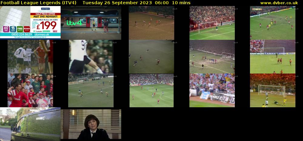 Football League Legends (ITV4) Tuesday 26 September 2023 06:00 - 06:10