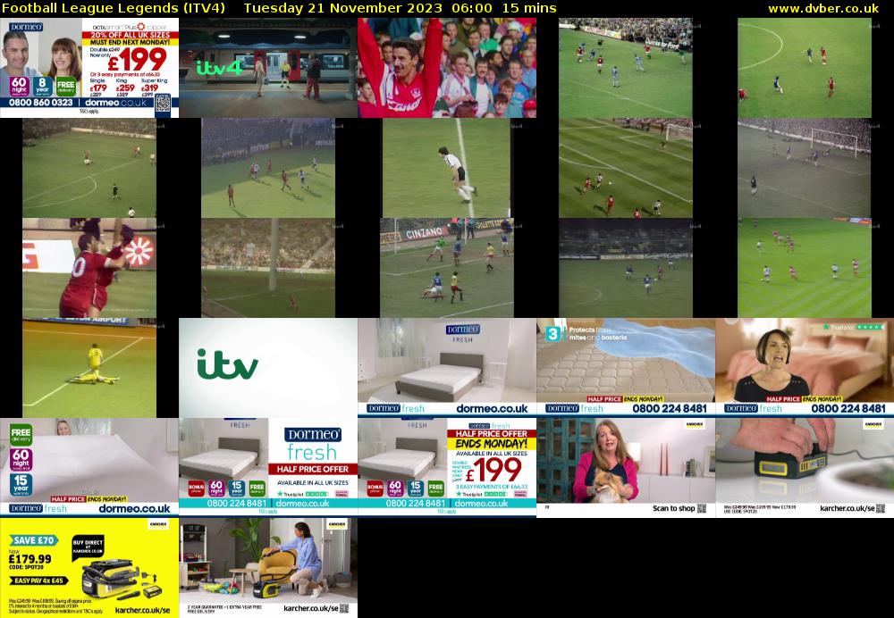 Football League Legends (ITV4) Tuesday 21 November 2023 06:00 - 06:15