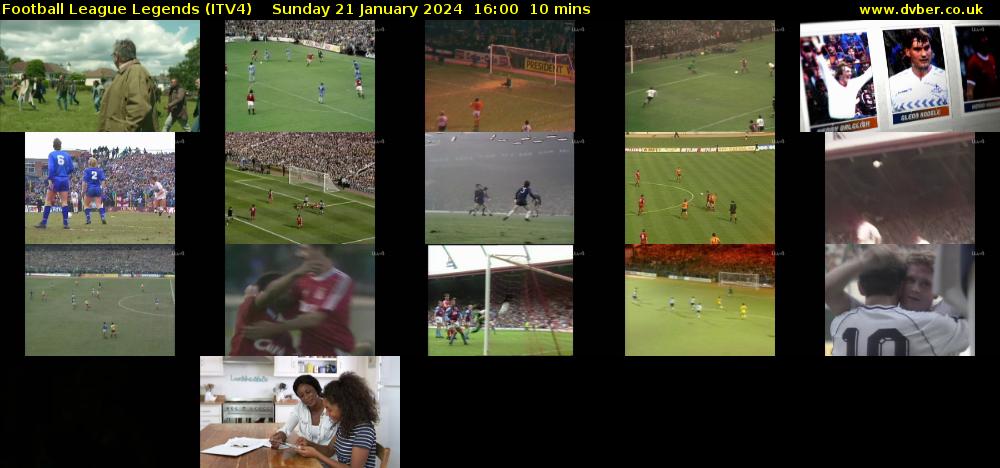 Football League Legends (ITV4) Sunday 21 January 2024 16:00 - 16:10