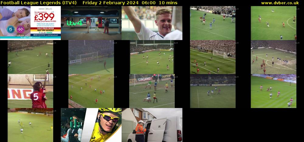 Football League Legends (ITV4) Friday 2 February 2024 06:00 - 06:10
