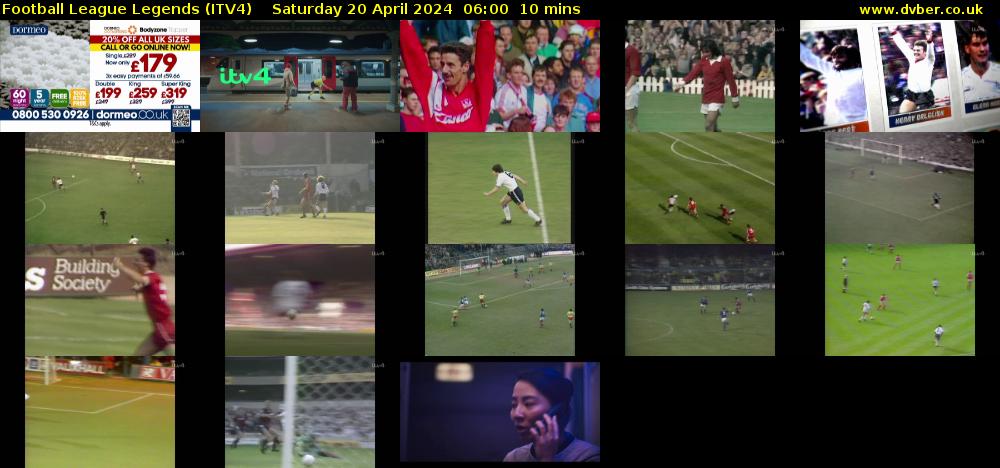 Football League Legends (ITV4) Saturday 20 April 2024 06:00 - 06:10