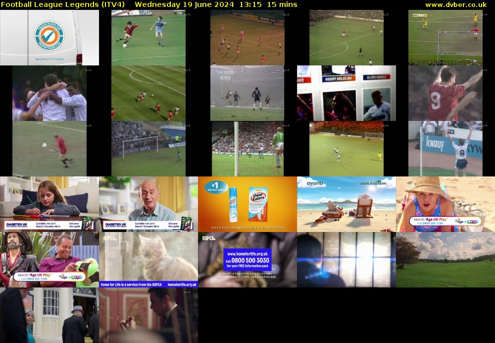 Football League Legends (ITV4) Wednesday 19 June 2024 13:15 - 13:30