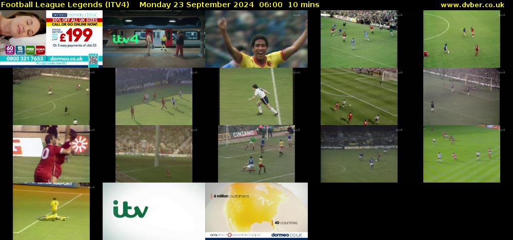 Football League Legends (ITV4) Monday 23 September 2024 06:00 - 06:10
