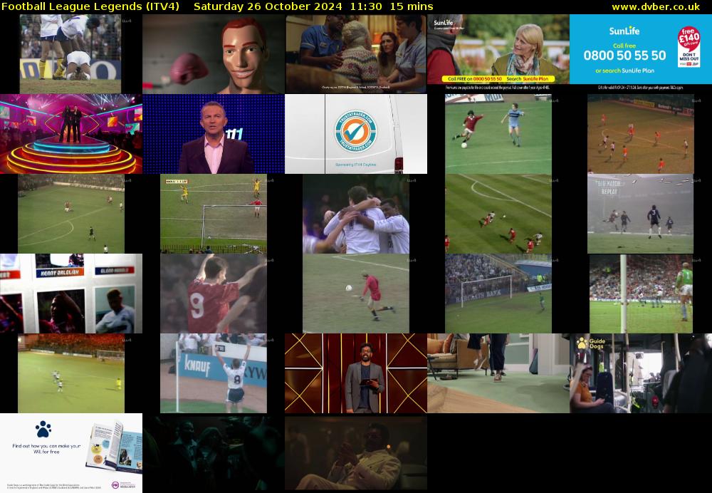 Football League Legends (ITV4) Saturday 26 October 2024 11:30 - 11:45