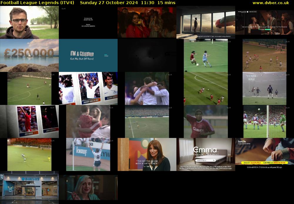 Football League Legends (ITV4) Sunday 27 October 2024 11:30 - 11:45