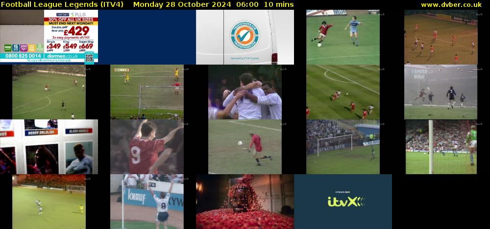 Football League Legends (ITV4) Monday 28 October 2024 06:00 - 06:10