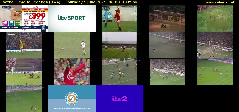 Football League Legends (ITV4) Thursday 5 June 2025 06:00 - 06:10