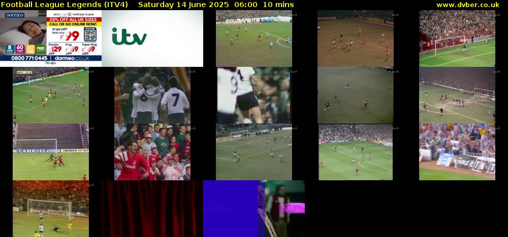 Football League Legends (ITV4) Saturday 14 June 2025 06:00 - 06:10