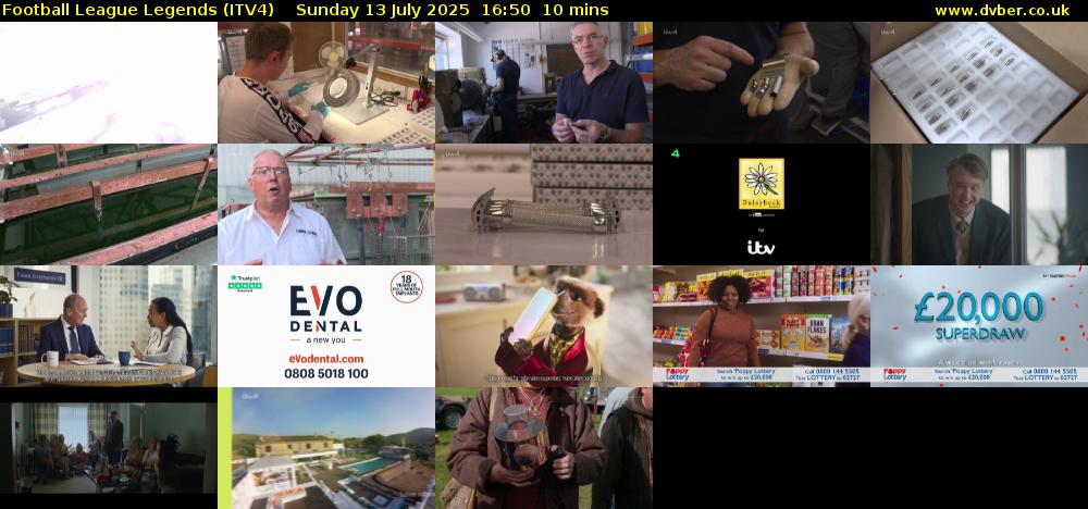 Football League Legends (ITV4) Sunday 13 July 2025 16:50 - 17:00