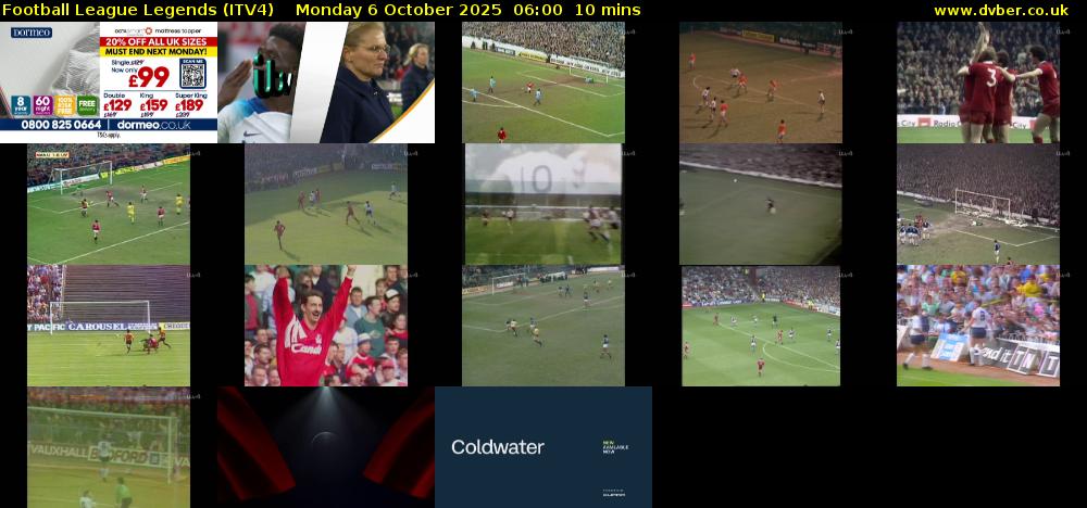 Football League Legends (ITV4) Monday 6 October 2025 06:00 - 06:10