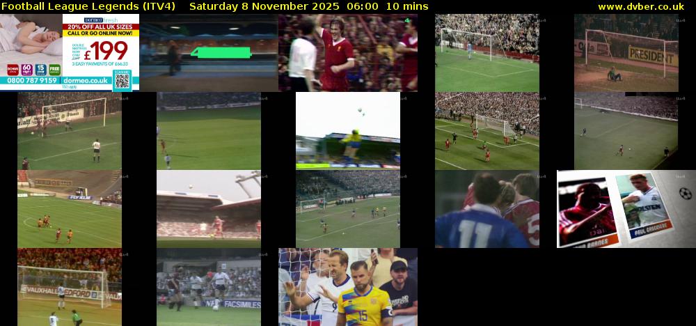 Football League Legends (ITV4) Saturday 8 November 2025 06:00 - 06:10