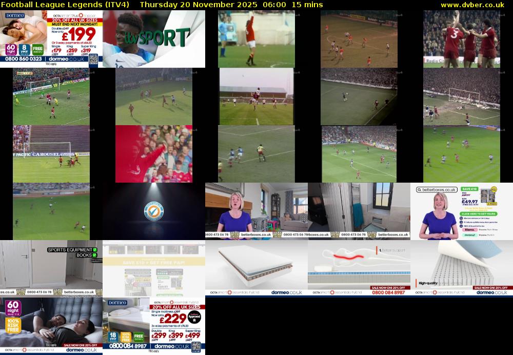Football League Legends (ITV4) Thursday 20 November 2025 06:00 - 06:15