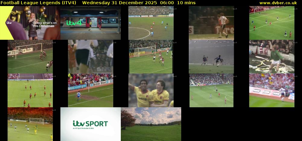 Football League Legends (ITV4) Wednesday 31 December 2025 06:00 - 06:10