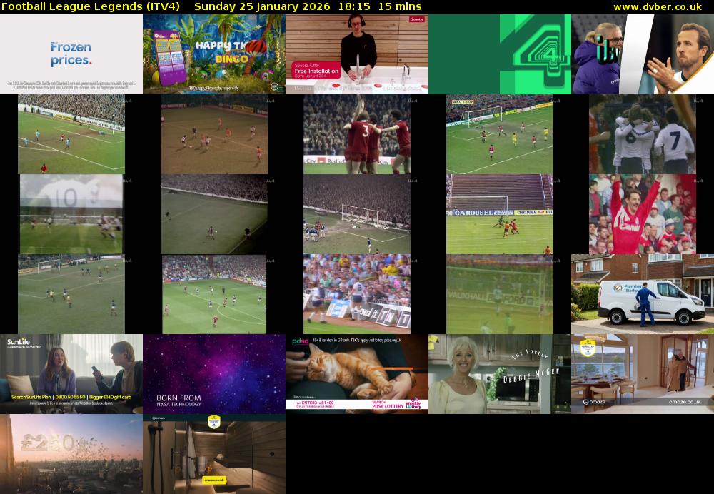 Football League Legends (ITV4) Sunday 25 January 2026 18:15 - 18:30