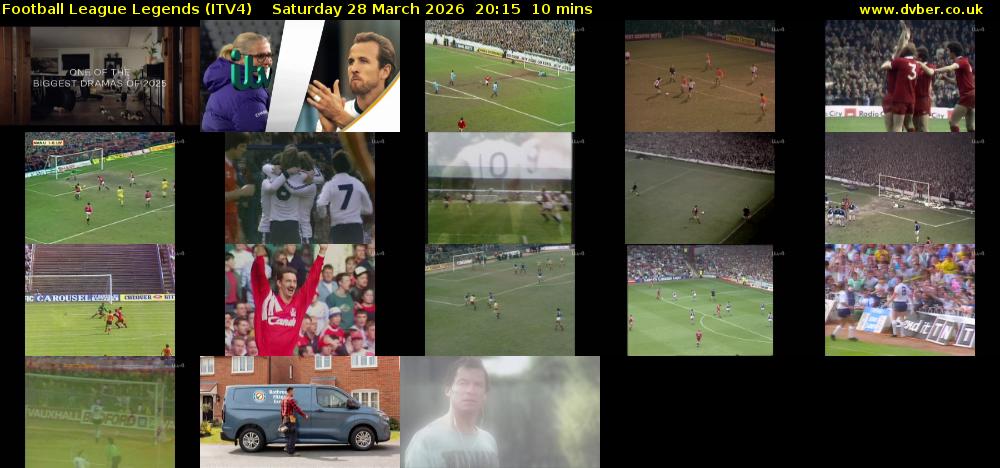 Football League Legends (ITV4) Saturday 28 March 2026 20:15 - 20:25