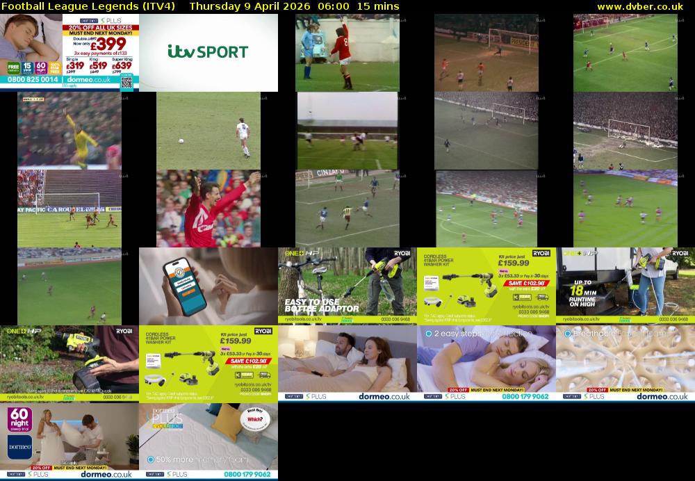 Football League Legends (ITV4) Thursday 9 April 2026 06:00 - 06:15