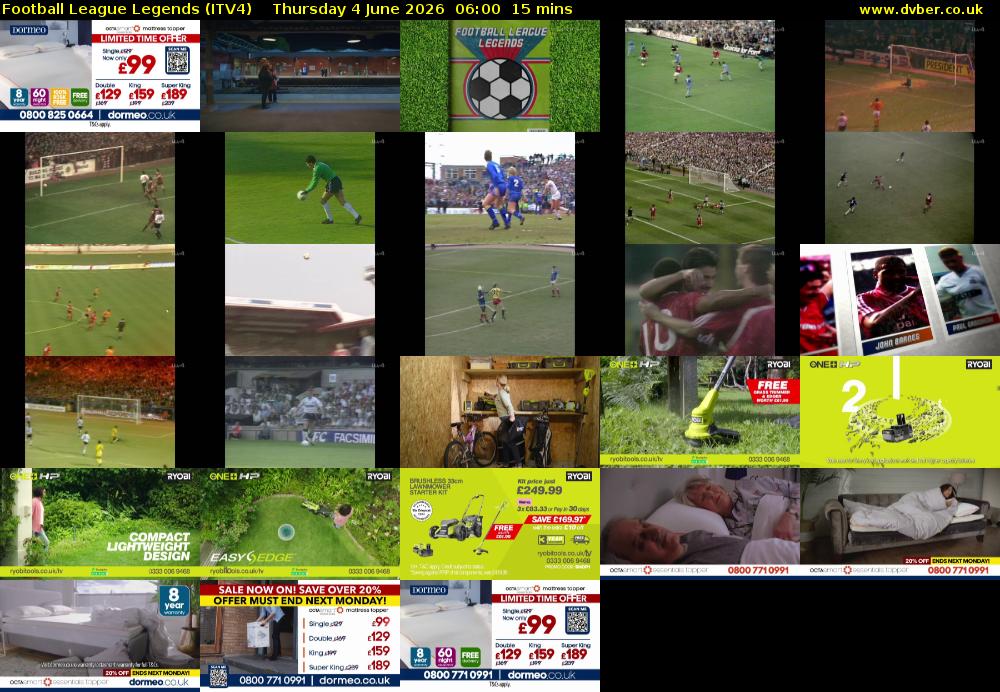 Football League Legends (ITV4) Thursday 4 June 2026 06:00 - 06:15