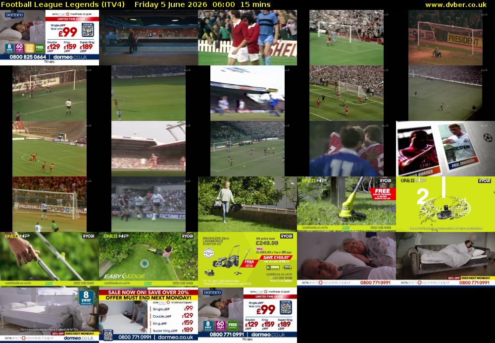 Football League Legends (ITV4) Friday 5 June 2026 06:00 - 06:15