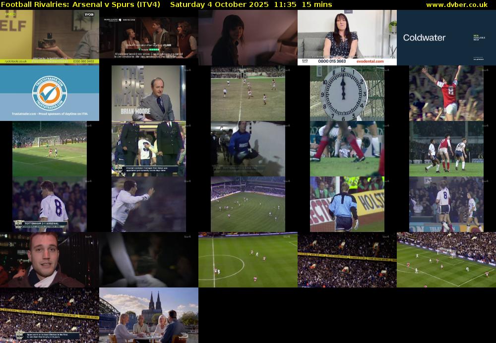 Football Rivalries: Arsenal v Spurs (ITV4) Saturday 4 October 2025 11:35 - 11:50