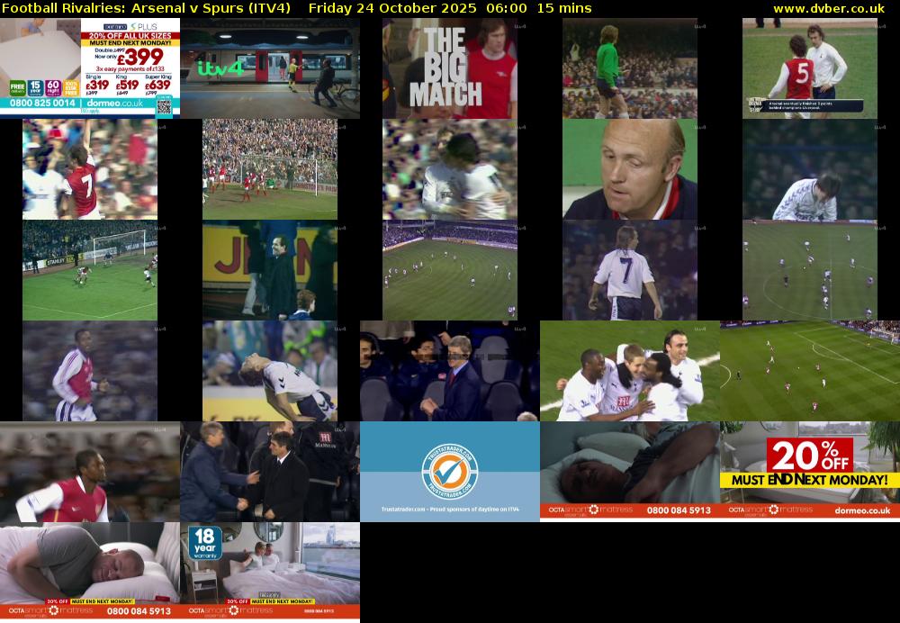 Football Rivalries: Arsenal v Spurs (ITV4) Friday 24 October 2025 06:00 - 06:15