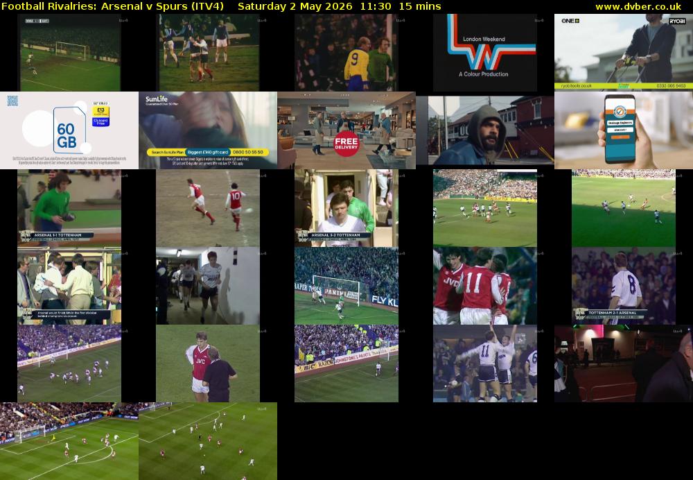 Football Rivalries: Arsenal v Spurs (ITV4) Saturday 2 May 2026 11:30 - 11:45