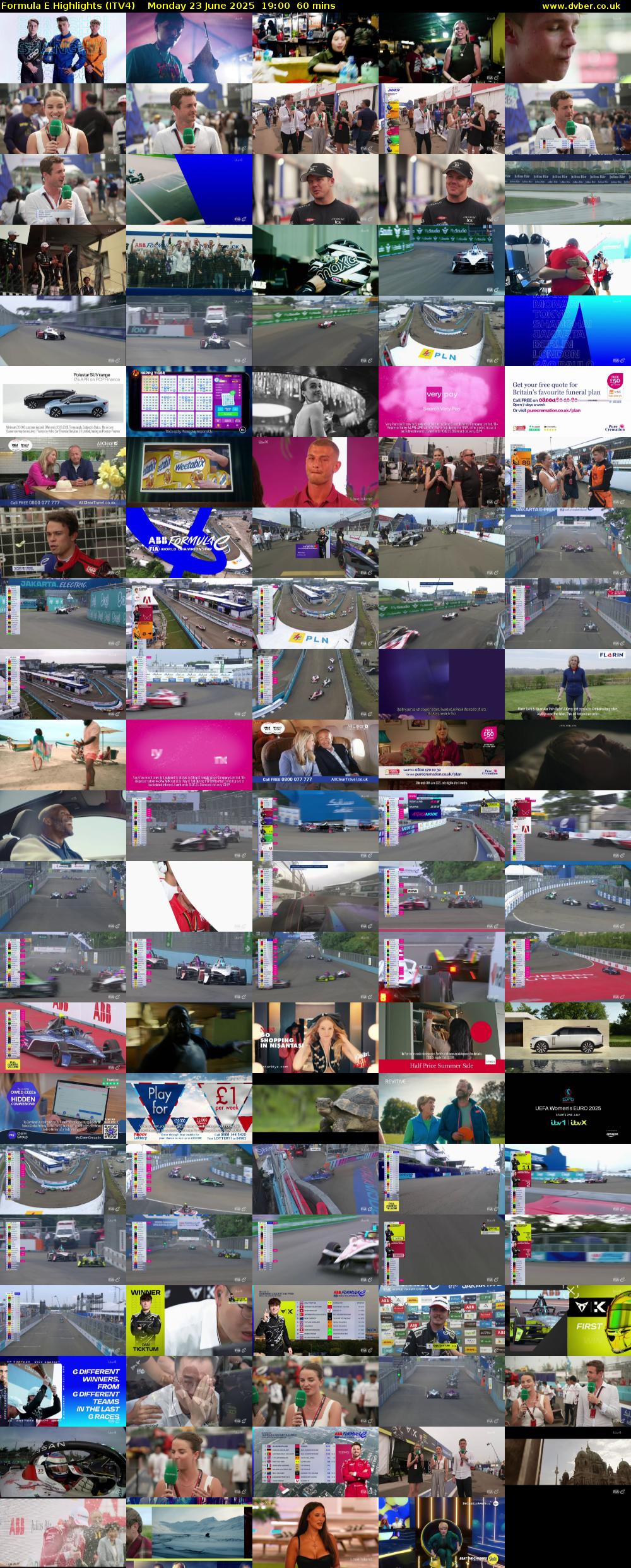 Formula E Highlights (ITV4) Monday 23 June 2025 19:00 - 20:00