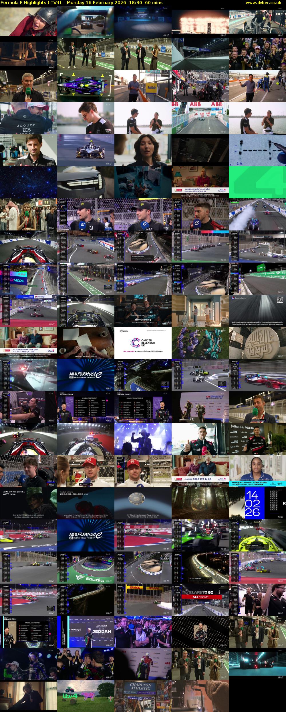 Formula E Highlights (ITV4) Monday 16 February 2026 18:30 - 19:30