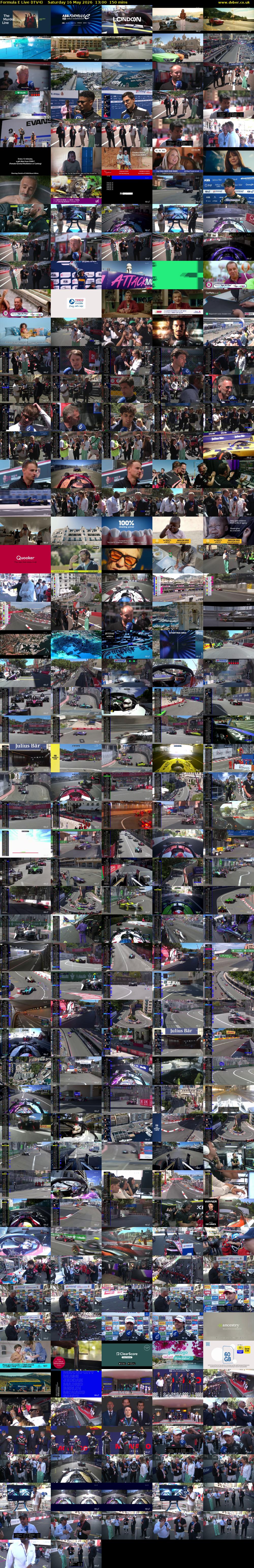 Formula E Live (ITV4) Saturday 16 May 2026 13:00 - 15:30