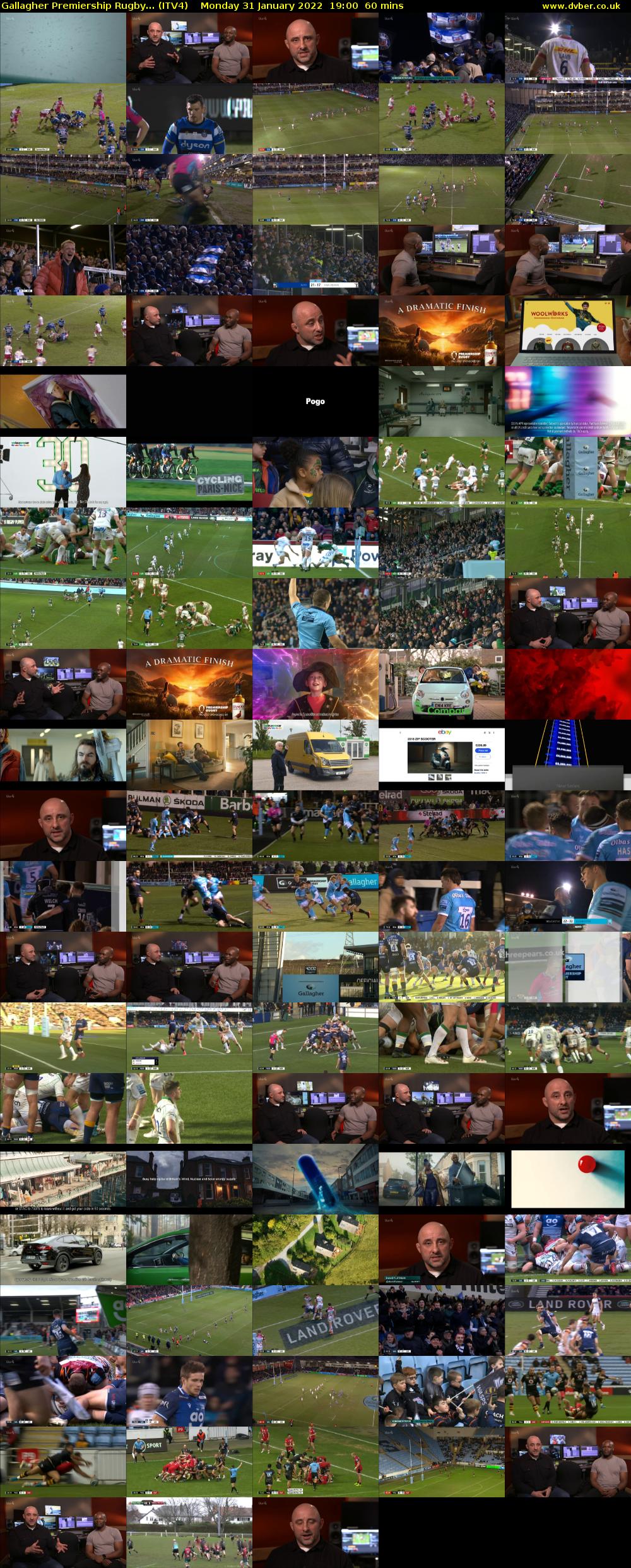 Gallagher Premiership Rugby... (ITV4) Monday 31 January 2022 19:00 - 20:00