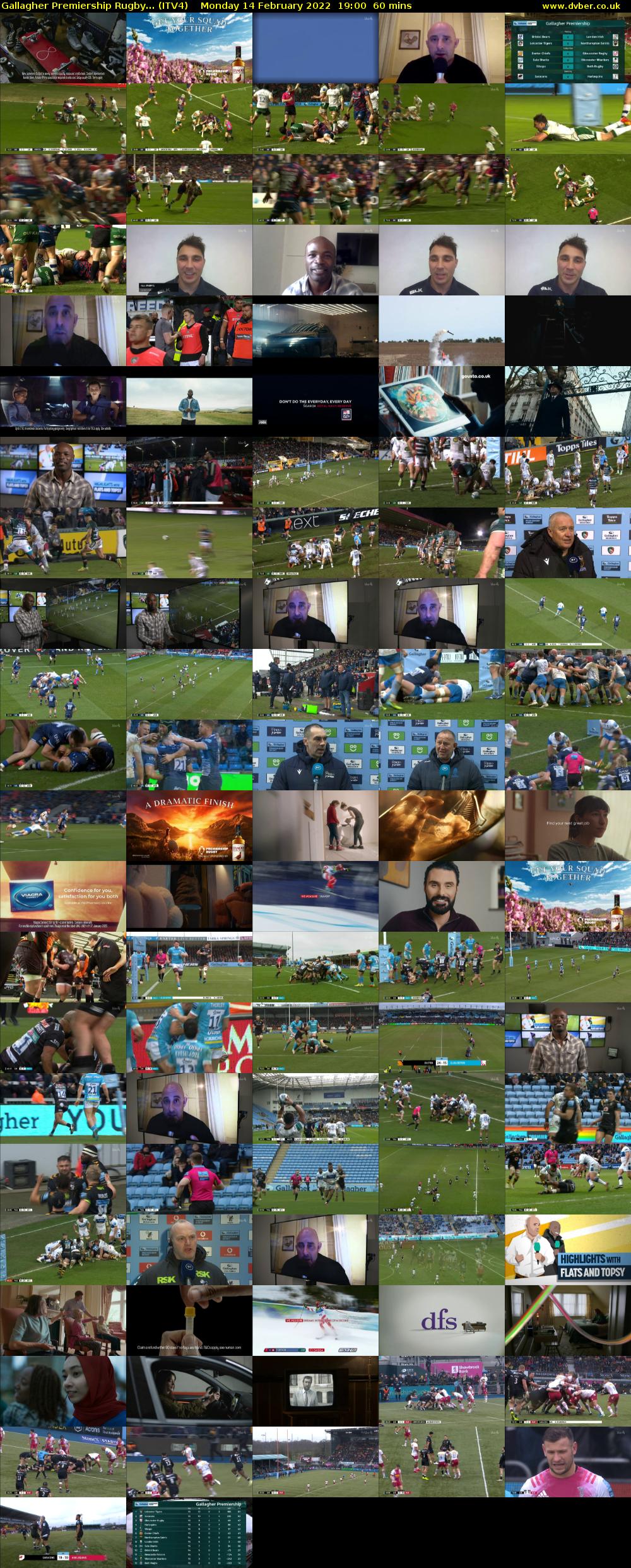 Gallagher Premiership Rugby... (ITV4) Monday 14 February 2022 19:00 - 20:00