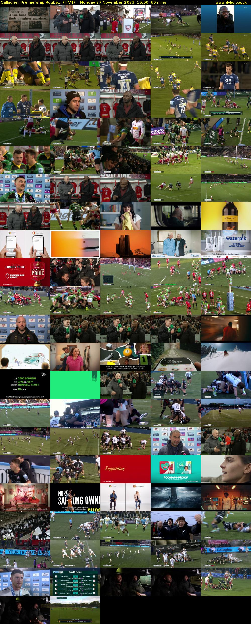 Gallagher Premiership Rugby... (ITV4) Monday 27 November 2023 19:00 - 20:00
