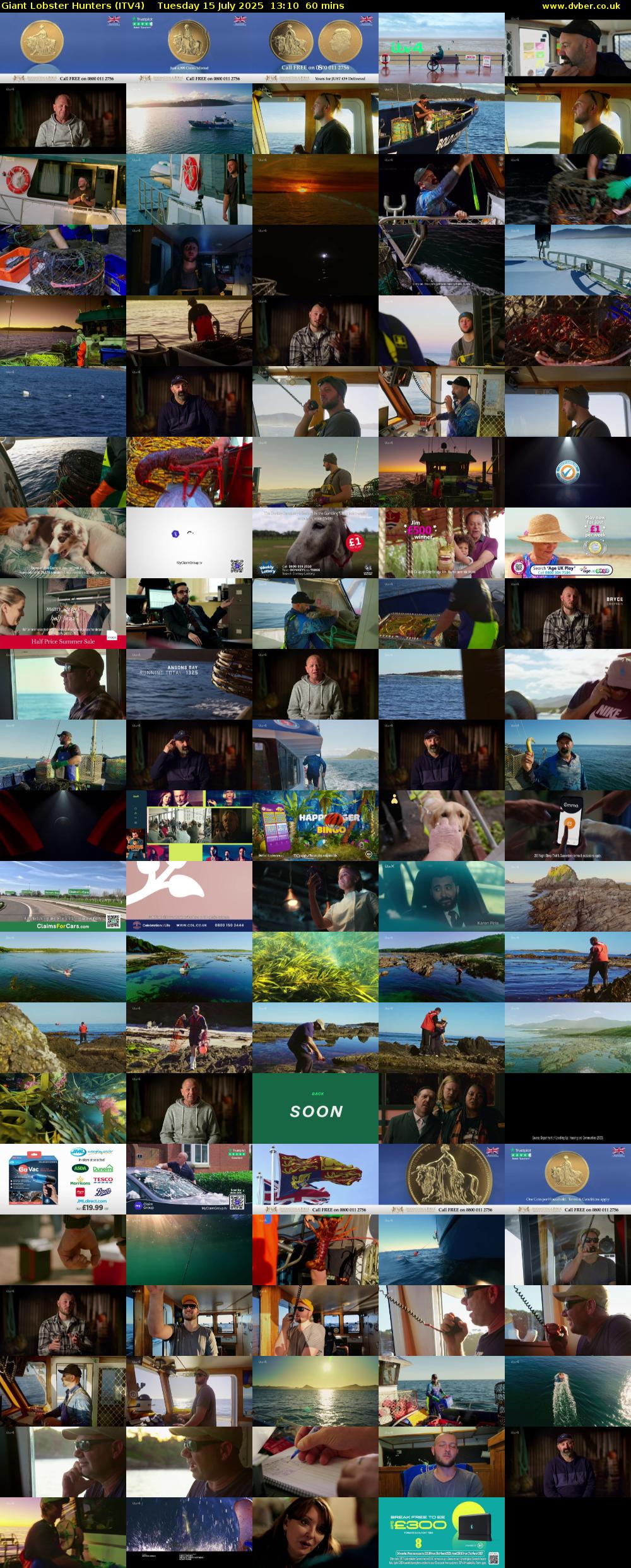 Giant Lobster Hunters (ITV4) Tuesday 15 July 2025 13:10 - 14:10